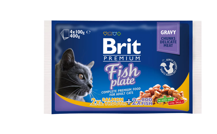 Brit Premium Cat Pouch Fish Plate 4X100G