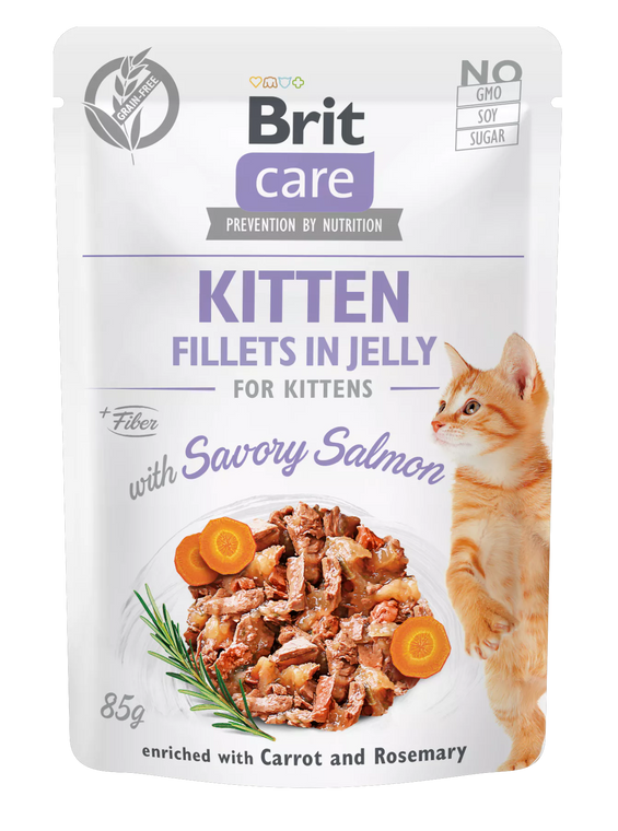 Brit Care Cat Fillets in Jelly Salmon - for Kittens - 85g