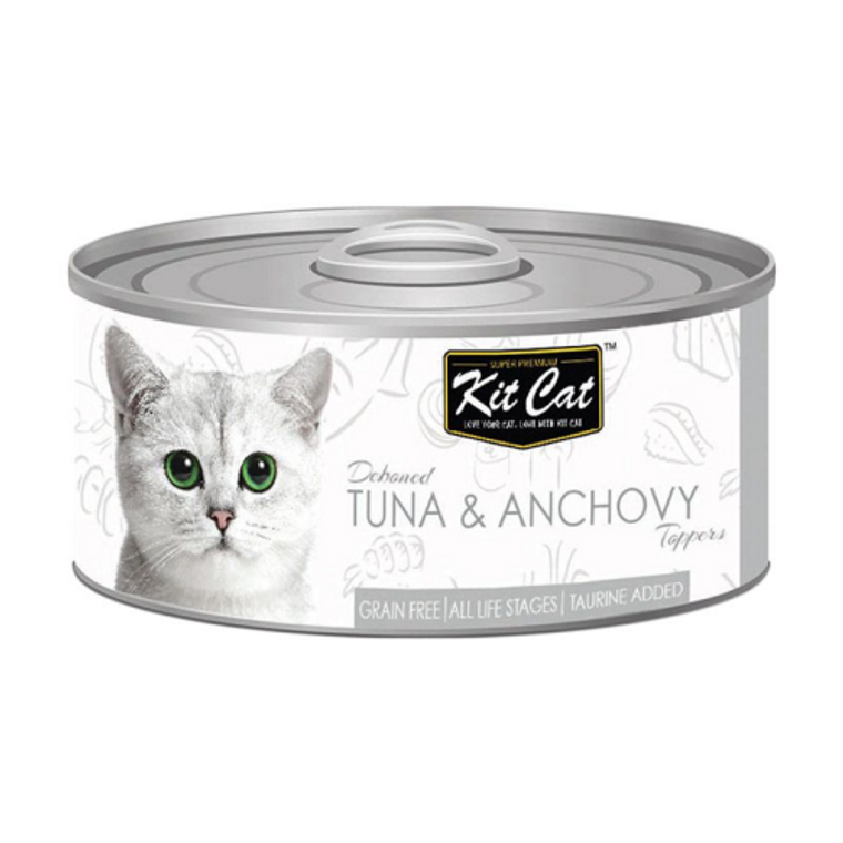 KITCAT TIN TUNA&ANCHOVY TOPPERS 80G