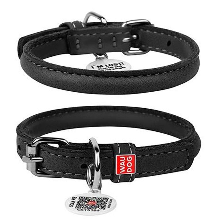 WAUDOG SOFT COLLAR BLK 8MM 25-33CM