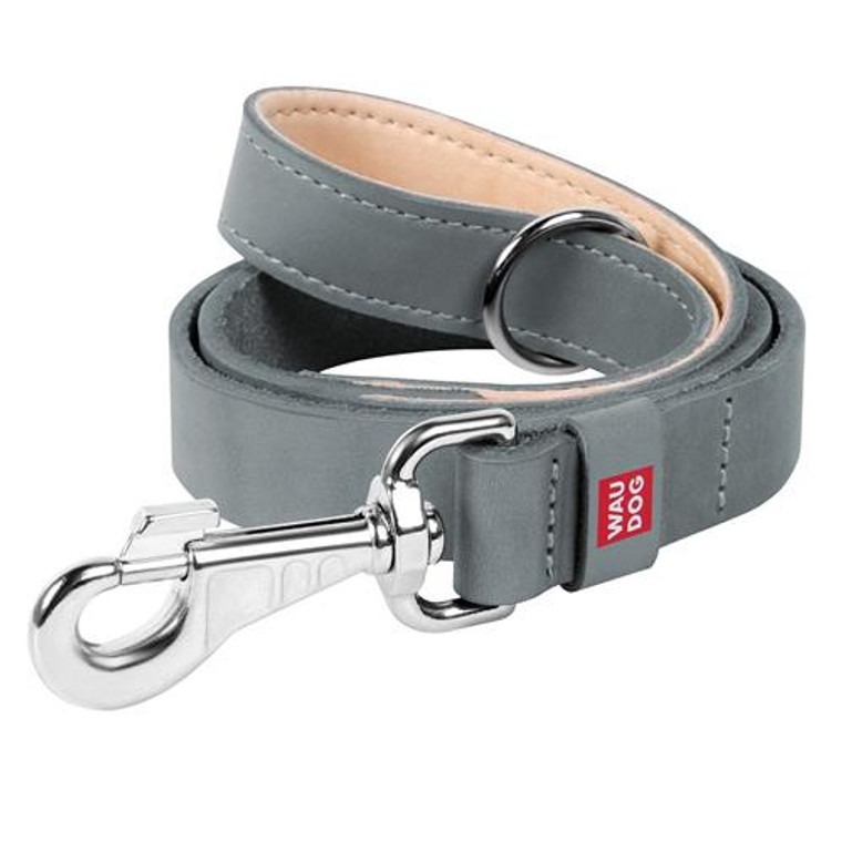 WAUDOG LEASH LEATHE 25MM 122CM GREY