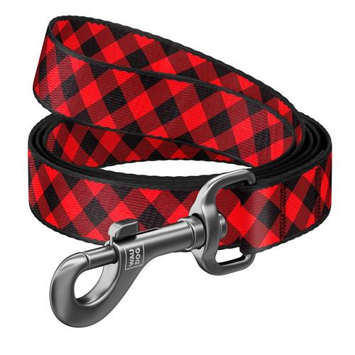 WAUDOG LEAD NYLON RED PLAID 122CM
