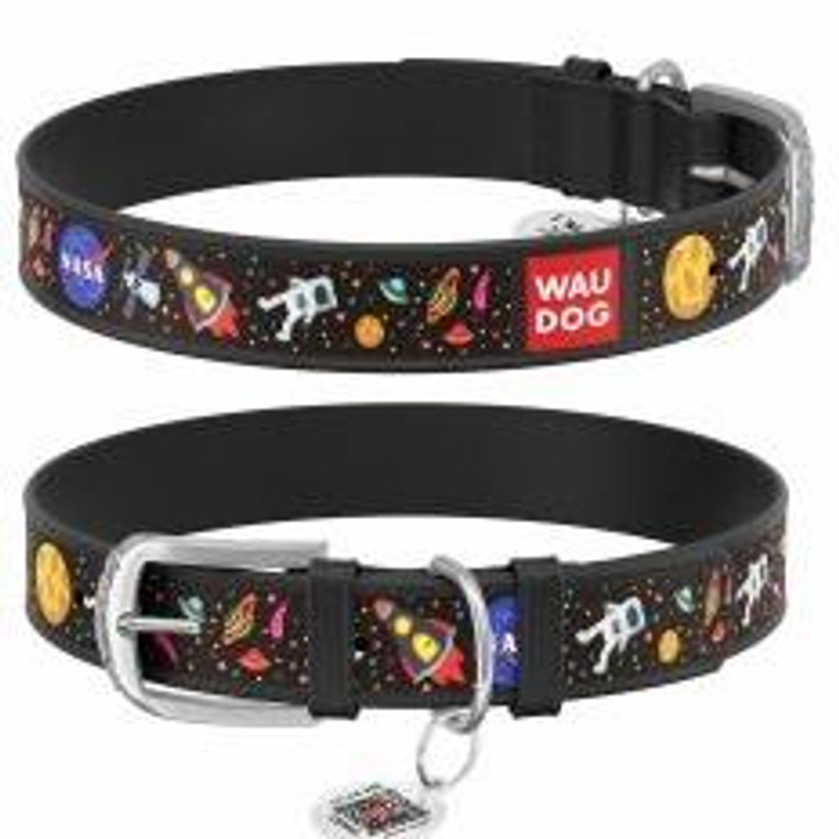 WAUDOG COLLAR NASA LEATH 19-25BLK