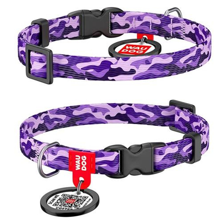 WAUDOG COLLAR NYLON PURP CAMO20-30C