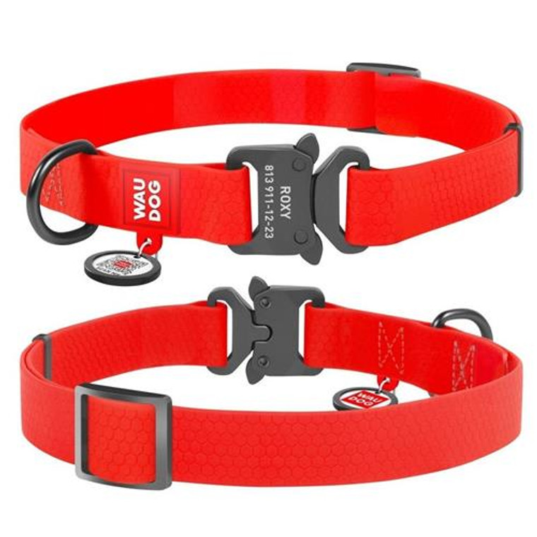 WAUDOG COLLAR WPROOF&QR-TAG24-40RED