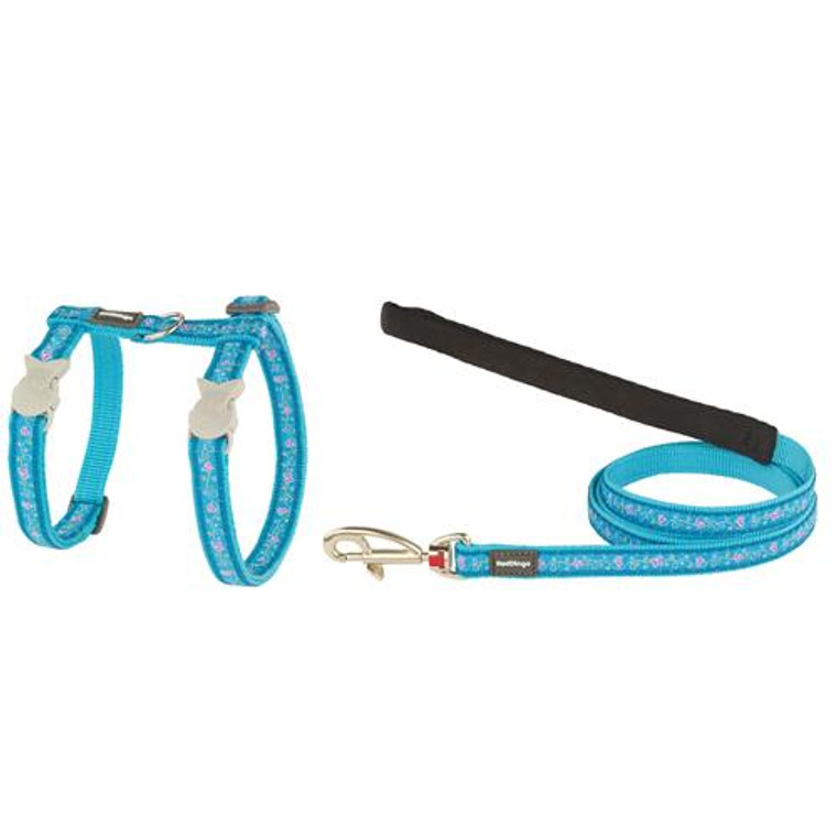 Cat Harness & Lead Combo Design Butterfly Turquiose