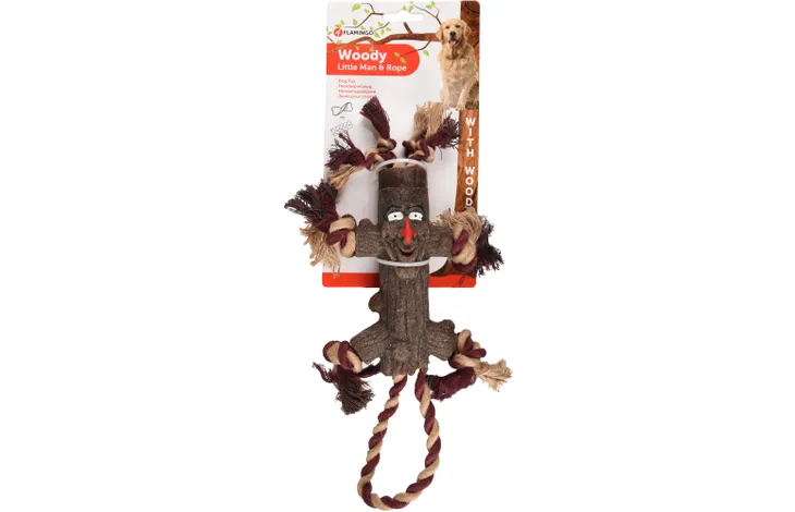 DOG TOY WOODY BRANCH + ROPE 35CM