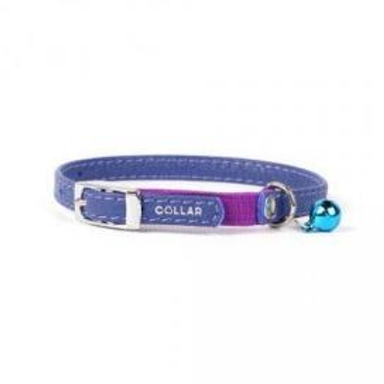 Leather collarWAUDOG GLAMOUR without decorations with rubber band for kittens (width 9mm, length 17-20cm) purple