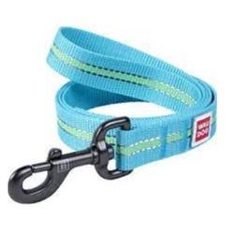 Dog lead WAUDOG Nylon glows in the dark (width  25  mm, length 122сm) blue