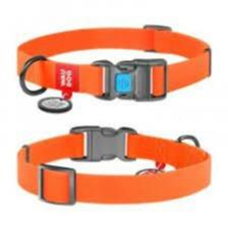 WAUDOG Waterproof dog collar with QR passport plastic fastex W 25 mm L 31-49 cm orange