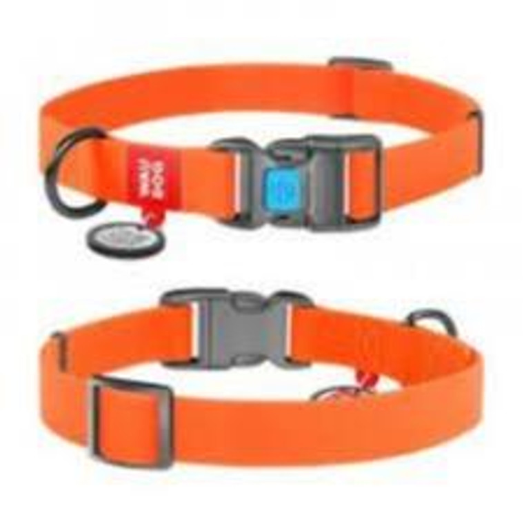 WAUDOG Waterproof dog collar with QR passport, plastic fastex, W 20 mm, L 24-40 cm orange