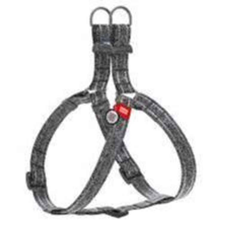 WAUDOG Re-cotton recycled material dog harness with QR passport reflective plastic fastex S W 15 mm L 40-55 cm grey