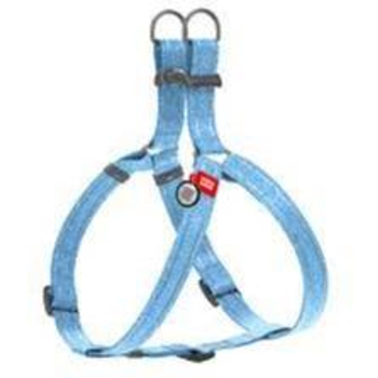 WAUDOG Re-cotton recycled material dog harness with QR passport reflective plastic fastex, S W 15 mm L 40-55 cm blue