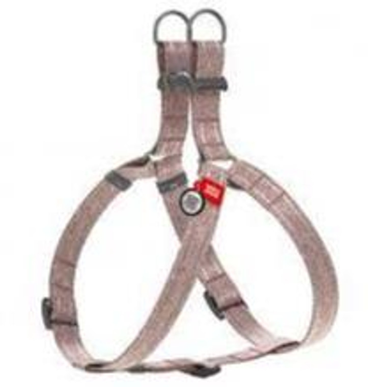 WAUDOG Re-cotton recycled material dog harness with QR passport reflective plastic fastex M W 20 mm L 50-80 cm brown