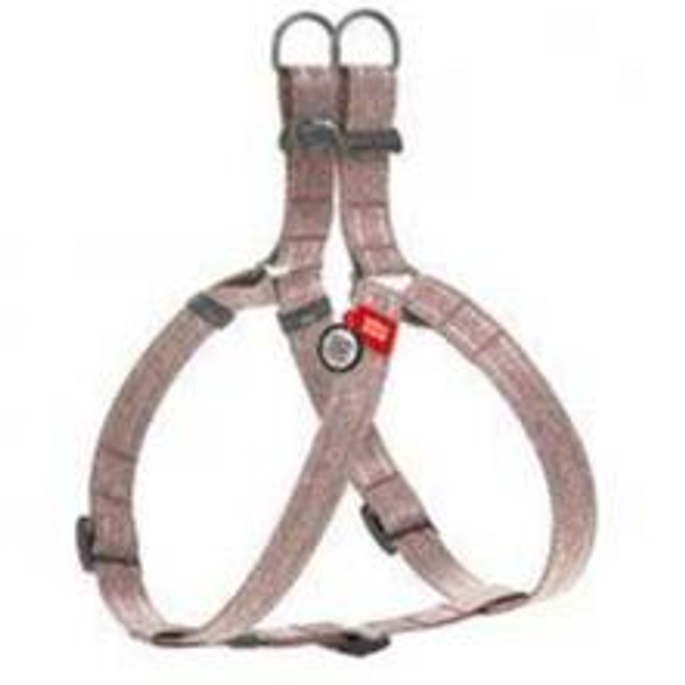 WAUDOG Re-cotton recycled material dog harness with QR passport reflective plastic fastex L W 25 mm L 60-90 cm brown