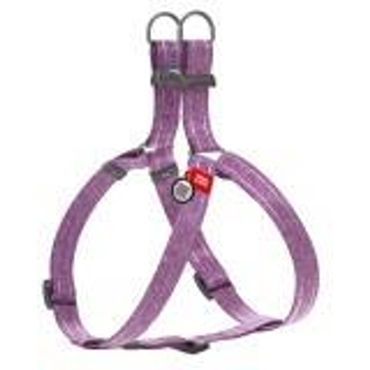 WAUDOG Re-cotton recycled material dog harness with QR passport reflective plastic fastex L W 25 mm L 60-90 cm purple