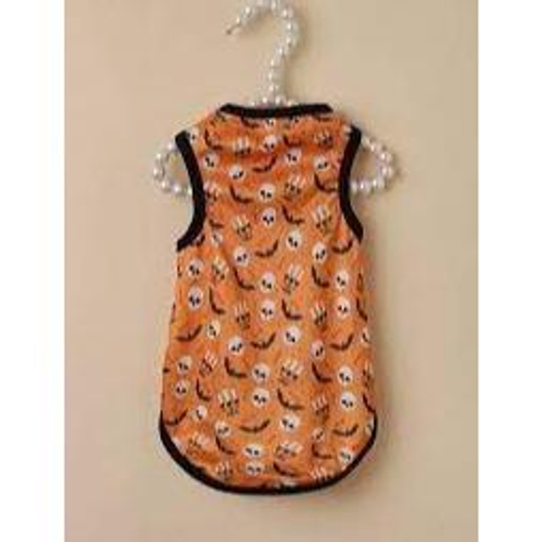 SKELETON PRINT PET TANK-SMALL -(ORANGE)