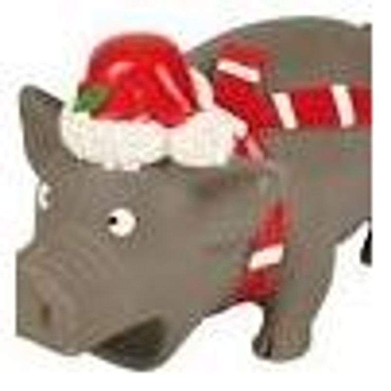 DT CHRISTMAS LATEX PIG WITH KNIT CAP 21CM