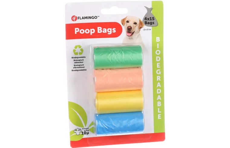 Flamingo Poop Bags Biodegradable Mix (15 Bags Each)