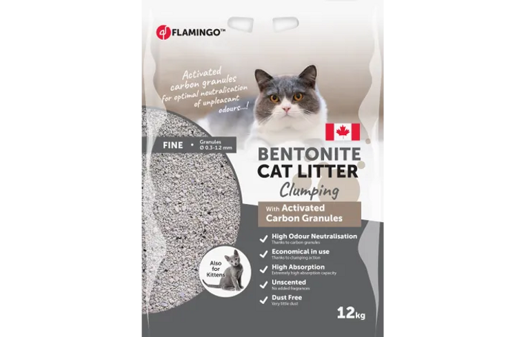 Flamingo Clumping Cat Litter with Activated Carbon Granules 12kg