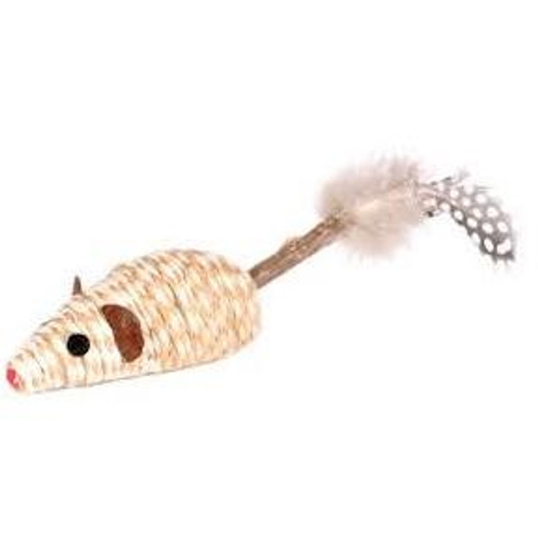 TOY NAVAJO MOUSE STICK FEATHER LIGHT BROWN