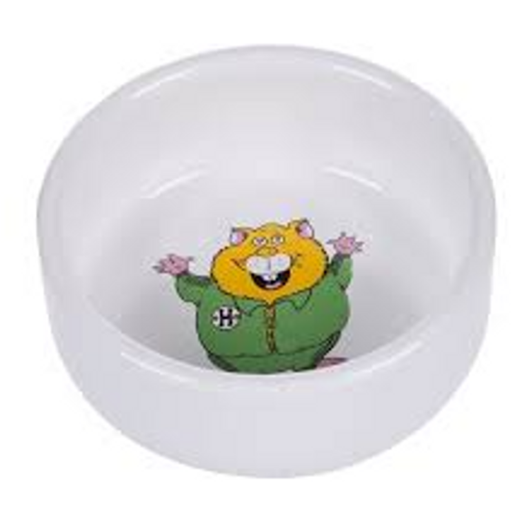 FEEDING BOWL SMALL ANIMAL MARMO CERAMIC ROUND WHITE 8.5X8.5X3.5CM 125ML