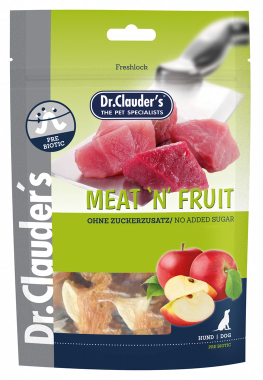 Dr.Clauders Meat & Fruit Apple & Chicken 80 g - Supplementary food for dogs. Meat'n'Fruit Apple combines delicate chicken meat and tasty apple to create a unique snack. No added sugar