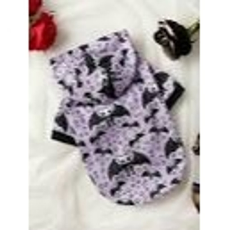 ROMWE X KLARYSSA Pet Skull & Bat Printed Purple Hoodie