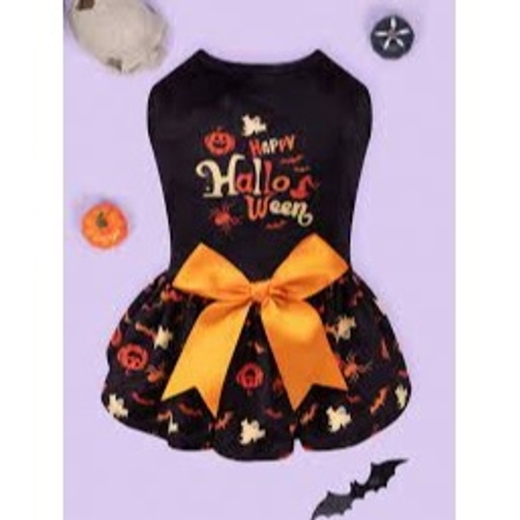 1pc Halloween Print Pet Dress Small Medium Dog Holiday Dress Clothes