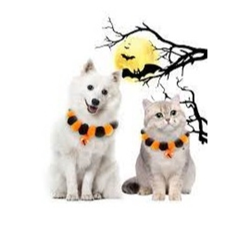 1pc Halloween Theme Elastic Hairball Material Cat & Small Dog Necklace