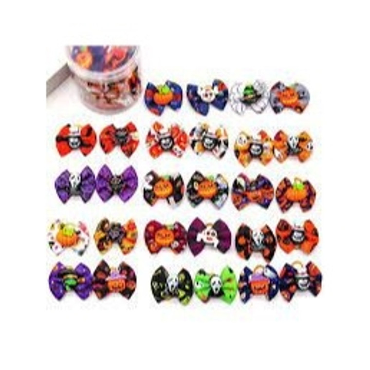 10pcs Halloween Pet Hair Accessories - Skull, Pumpkin Shaped Hair Ties For Dogs And Cats (random Color)