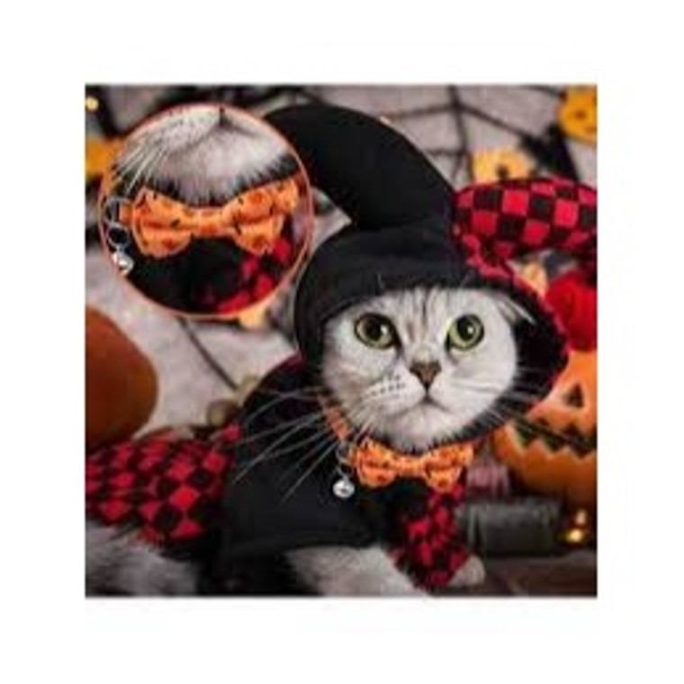 1pc Orange Pumpkin Halloween Themed Bowtie Collar Necklace With Detachable Bow And Safety Buckle