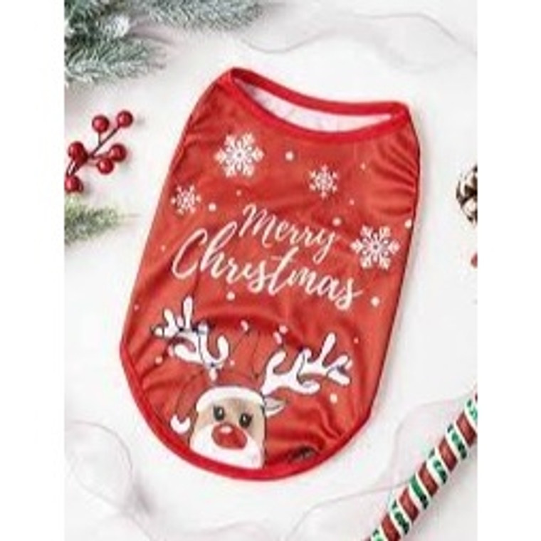 Pet Christmas Reindeer Suit Style Festive Dress Snowflake Print Pet Vest