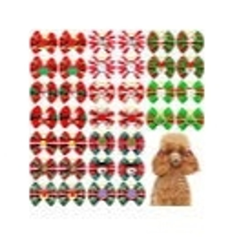 Christmas Classic Gold Red & Green Colorful Pet Head Flower Ornaments, 20pcs/set (random Colors)