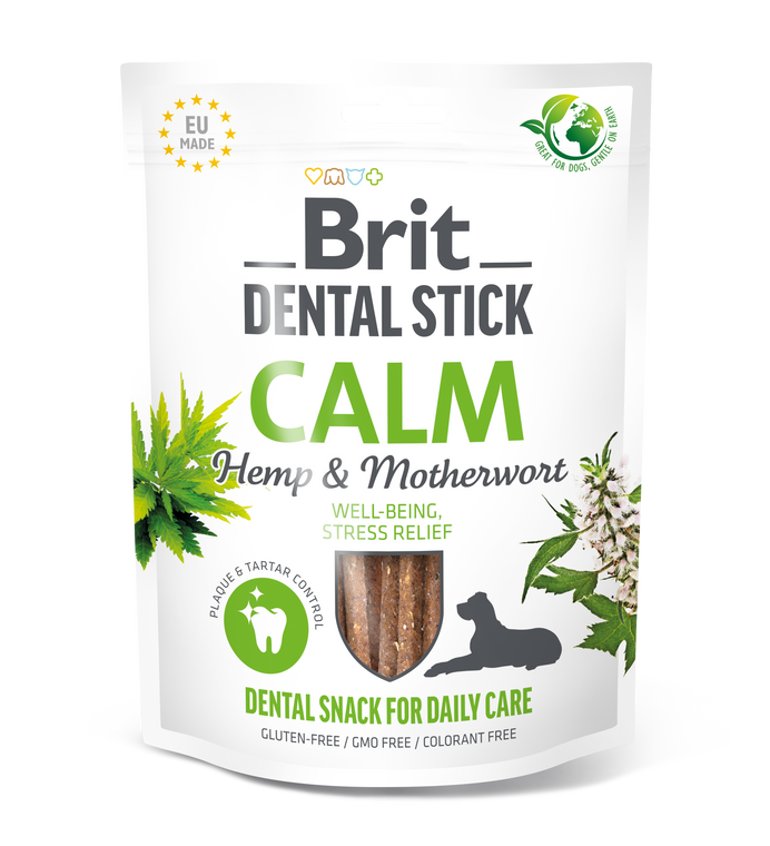Brit Dental Stick Calm with Hemp & Motherwort​. Dental Stick for Daily Care​. Complementary dog food. Well-being, Stress Relief​