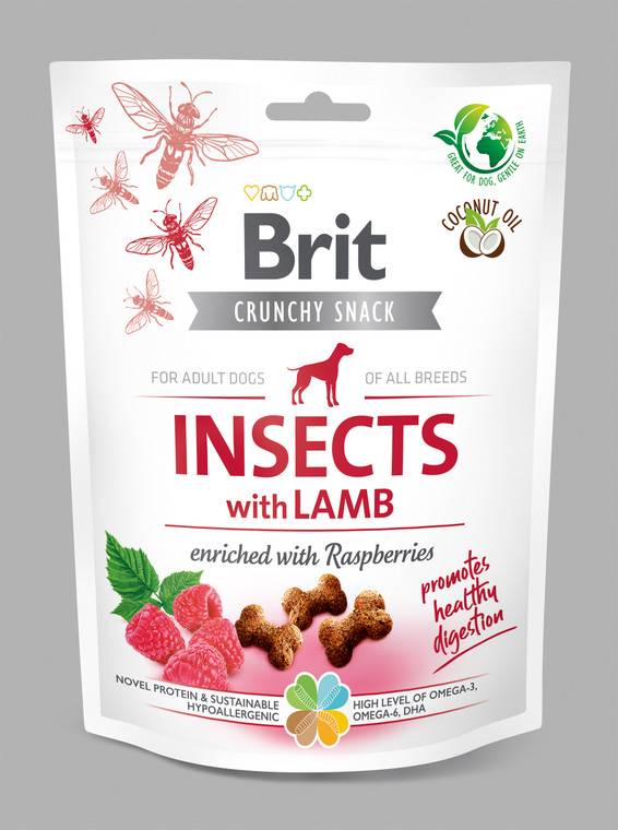 Brit Care Dog Crunchy Cracker. Insects with Lamb enriched with Raspberries, 200 g