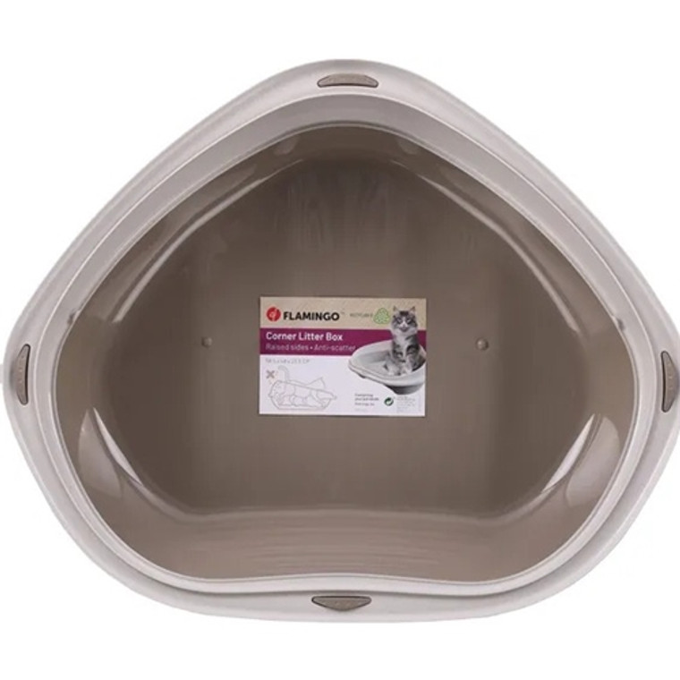 CAT LITTER BOX CORNER SADIO TAUPE L 58,5x48x20,5CM