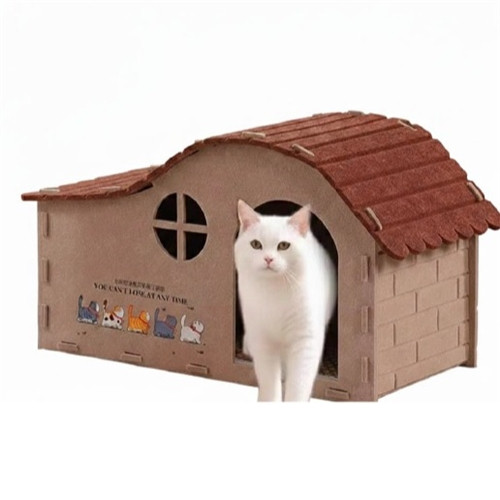Saas Felt Cat House Bed 60x30x37 CM (Dark Brown)