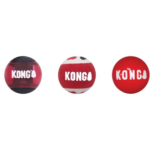 KONG SIGNATURE BALLS 3-PK ASSORTED L