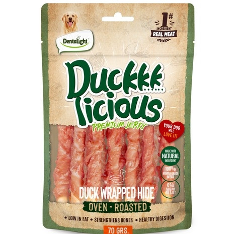 Dentalight Duckki Licious Jerky Treats For Dogs-Duck Wrapped Hide 70g