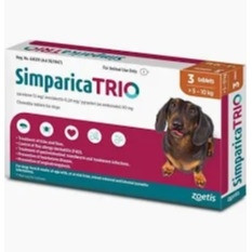 Simparica Trio 3 Tablets for Dogs  12MG (5 - 10kg)