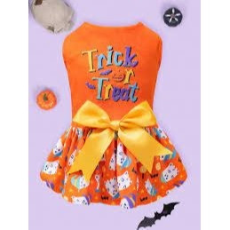 1pc Halloween Print Pet Dress Small Medium Dog Holiday Dress Clothes