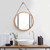 CARLA HOME Hanging Round Wall Mirror 38 cm - Solid Bamboo Frame and Adjustable