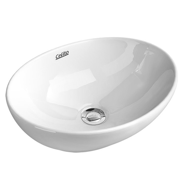 Cefito Ceramic Basin Hand Wash Bowl Bathroom Sink Gloss Counter Top Vanity Oval