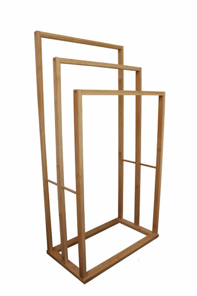 CARLA HOME Bamboo Towel Bar Holder Rack 3-Tier Freestanding Bathroom Bedroom