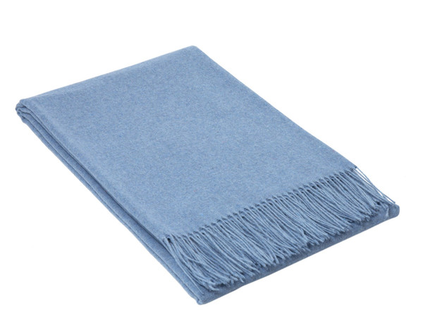Paddington Throw Fine Wool Blend Skin-Safe Warm Breathable Europe Woven- Blue