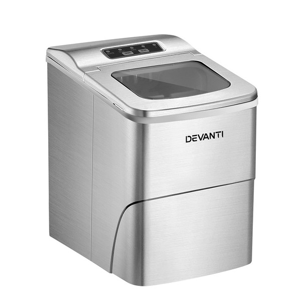 DEVANTi Portable Ice Cube Maker Machine 2L Home Bar Benchtop Black/Silver/Red