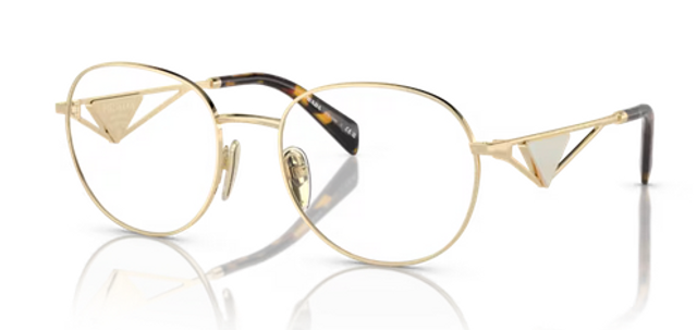 Prada 0PR A50V round frame women's glasses pale gold color
