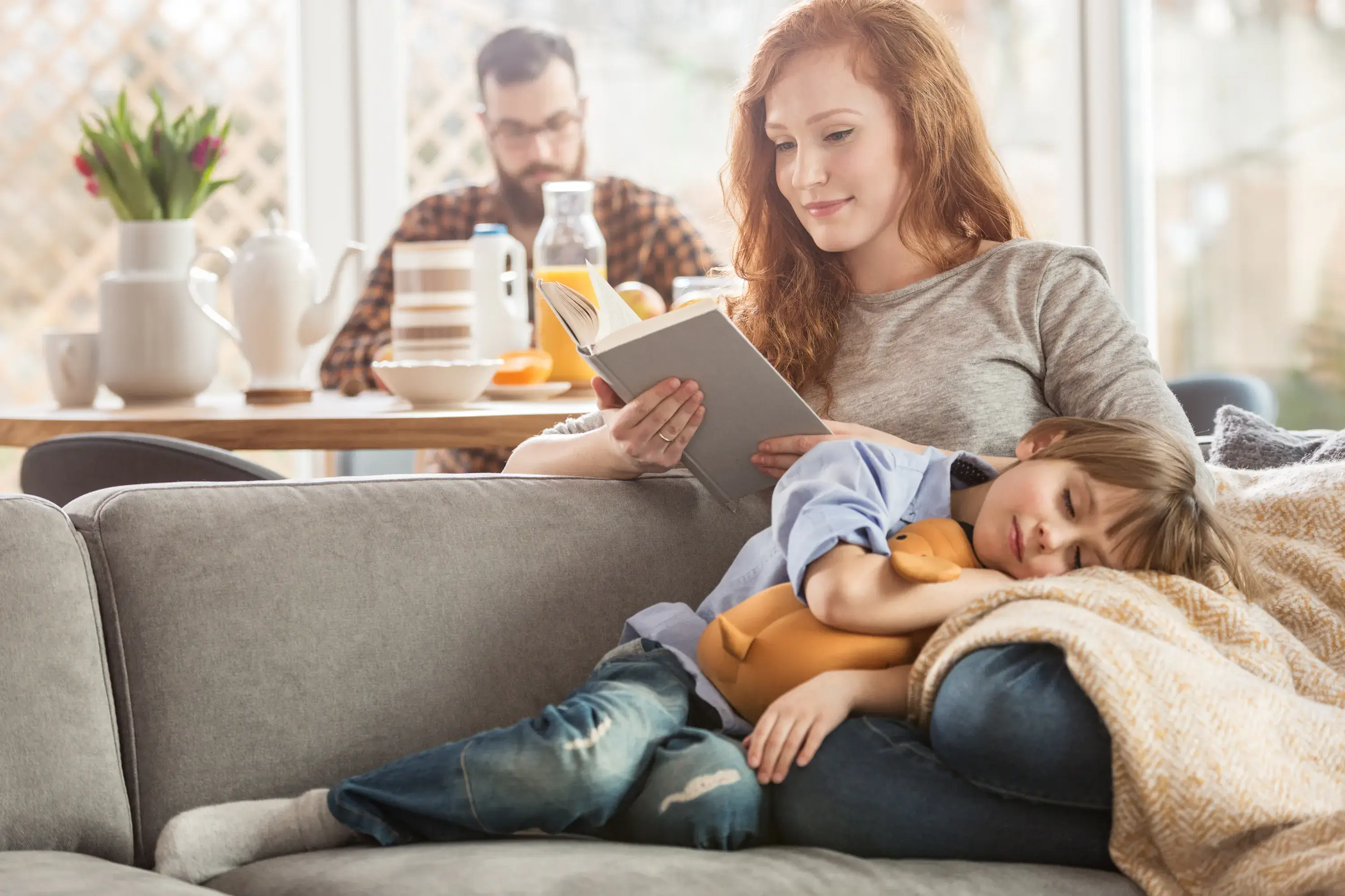 Mother and child reading