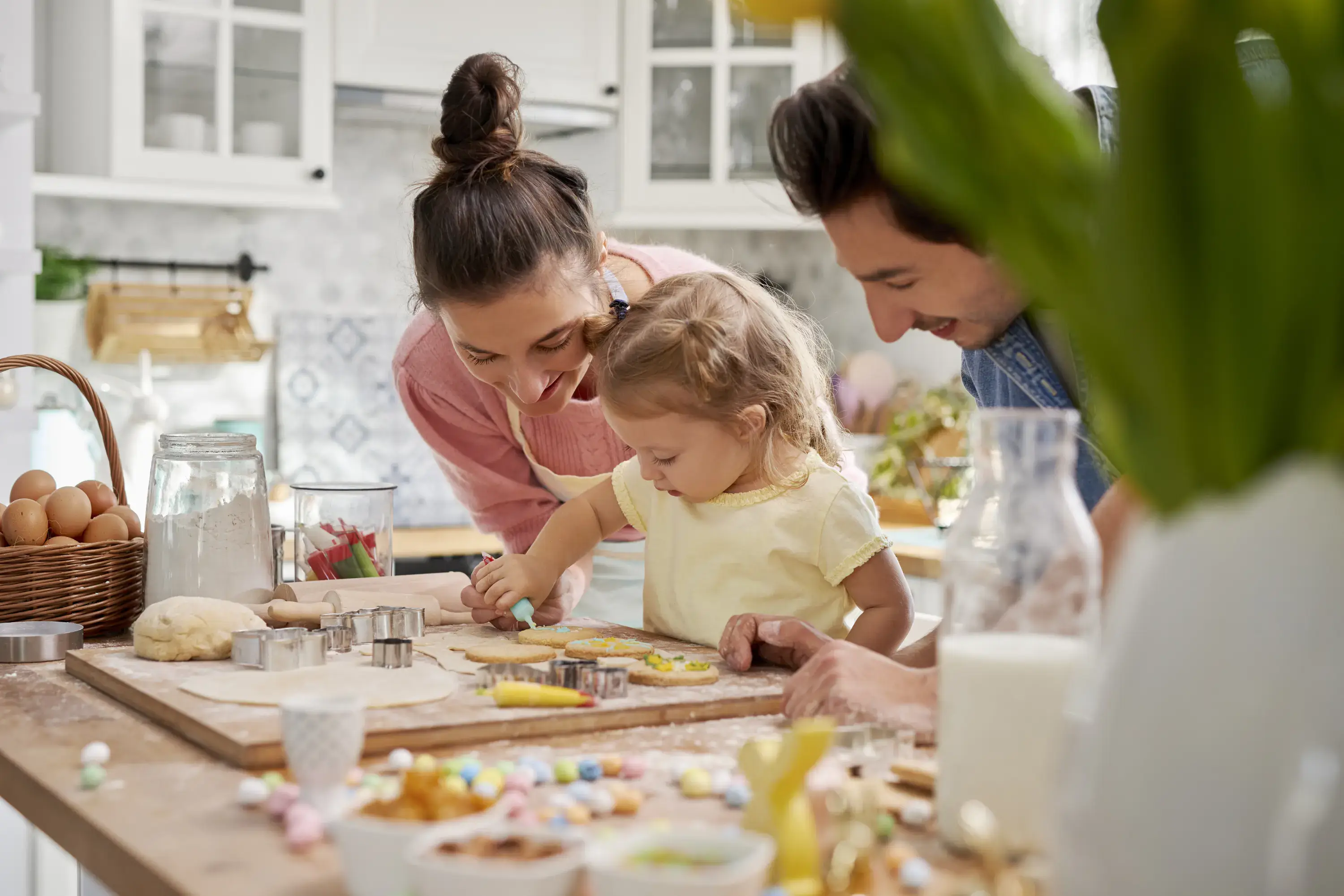 Woman smiling at breakfast